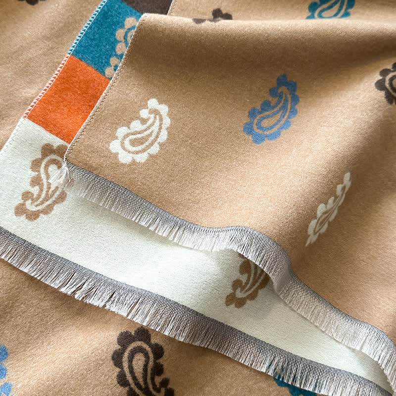 Warm Winter Colorful Paisley & Bold Striped Scarf - image 2