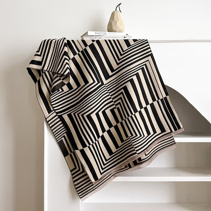 Dazzling Geometric Optical-Art Striped Pattern Scarf - image 1