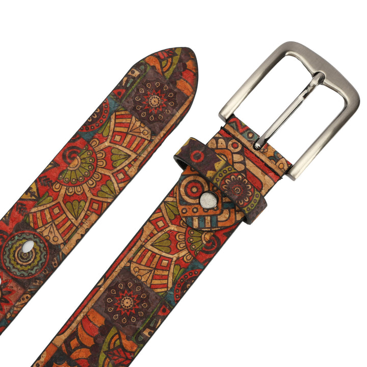 Women's Bohemian Plant Round Pattern Leather Belt - image 3