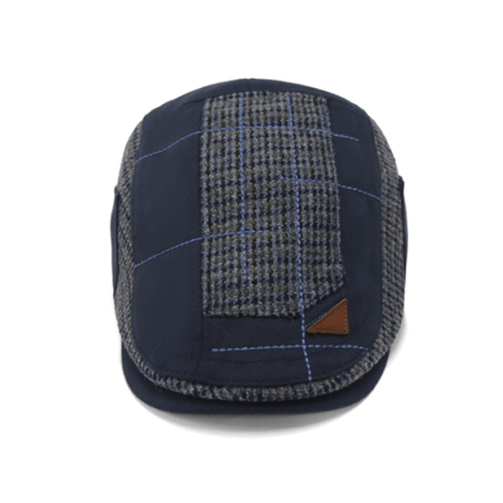 Vintage Art Splicing Winter Warm Men's Beret Hat - image 3