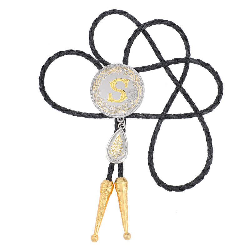 Initial Letter A To Z Bolo Tie With Teardrop-Shaped Pendant - image 1