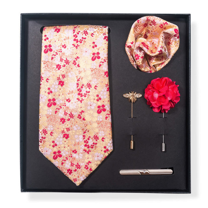 5Pcs Men's Elegant Pocket Square Brooch Corsage Necktie Set - Style #11 - image 20