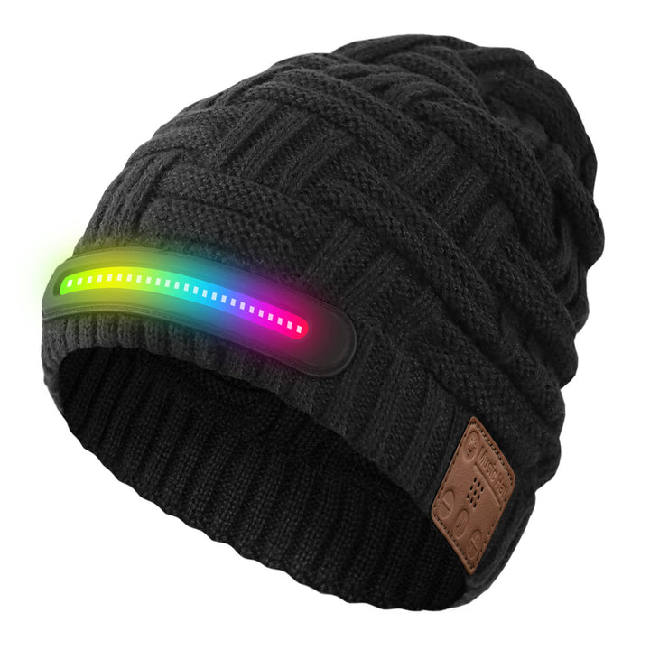 Winter Warm Music Bluetooth Beanie Hat with Lighting - Style #1 - Colorful Light + Bluetooth - M (22"-22 7/8") - image 9