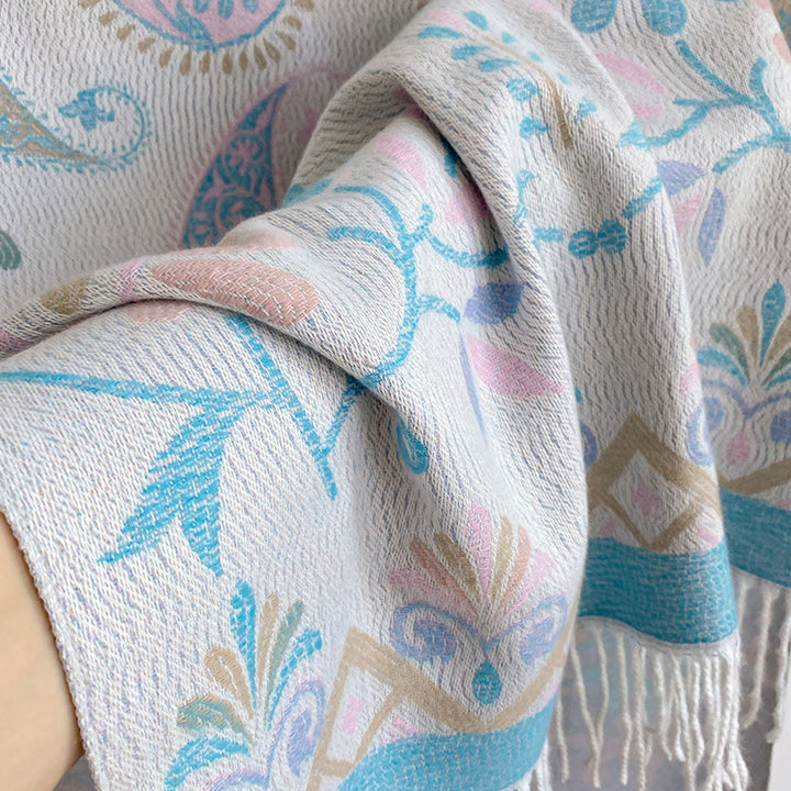 Women's Bohemian Style Printed Tassels Winter Warm Shawl Scarf - image 12