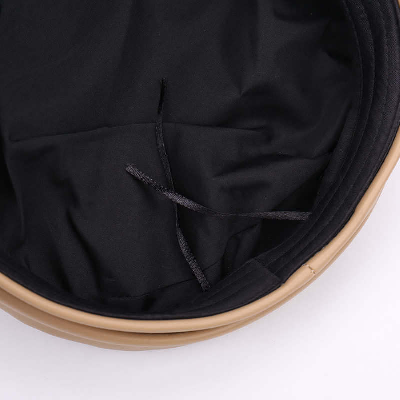 Two-Tone Star Studs Leather Beret Hat With Chain - image 3