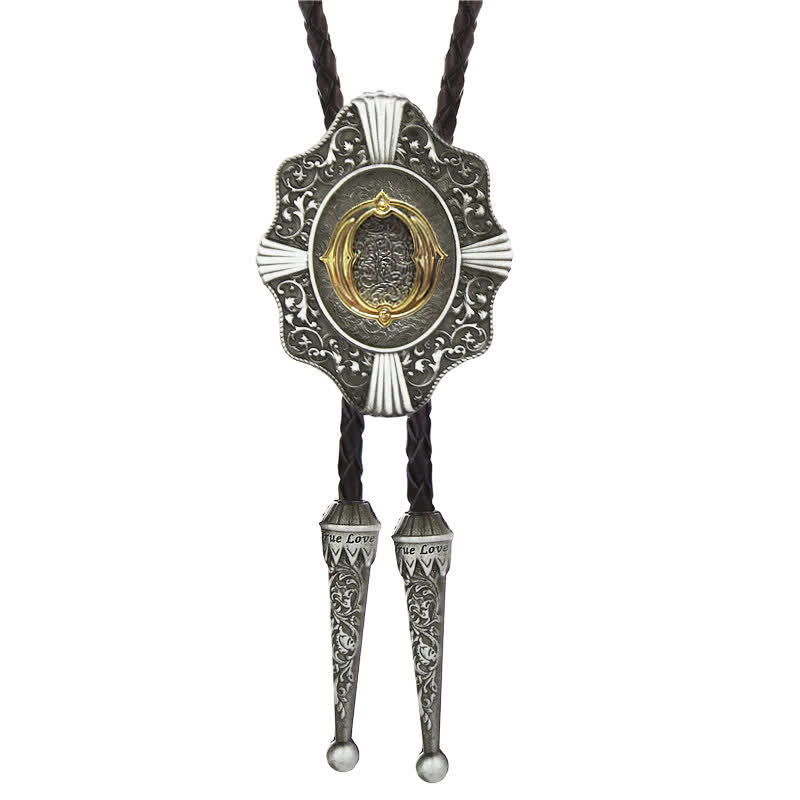 Intricate Filigree Design Initial Letter A To Z Bolo Tie - Silver - O - image 15