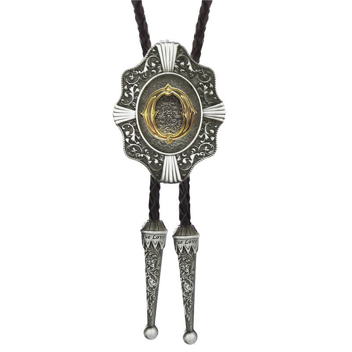 Intricate Filigree Design Initial Letter A To Z Bolo Tie - Silver - O - image 15