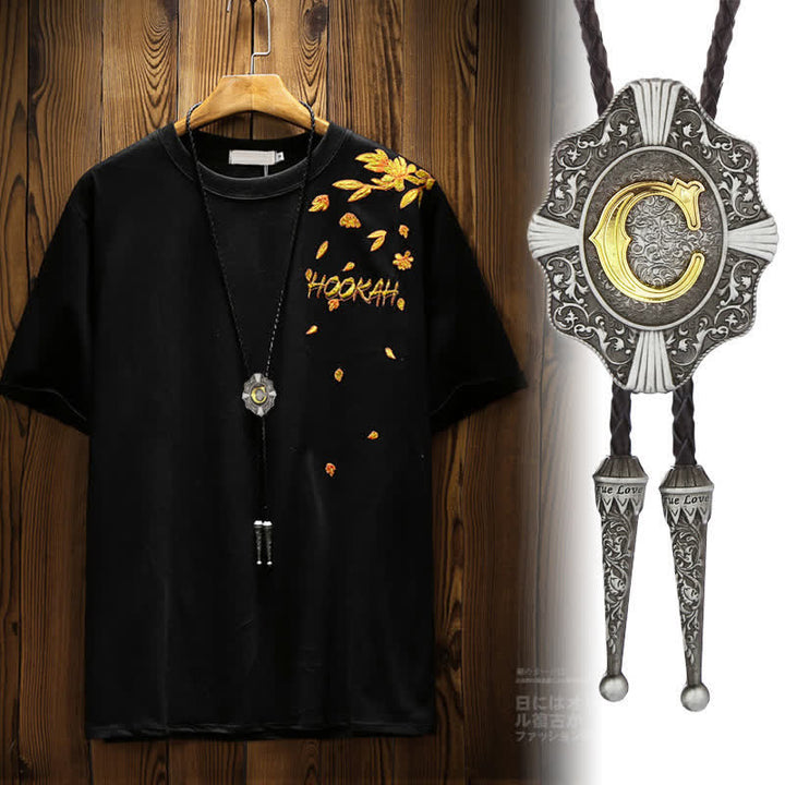 Intricate Filigree Design Initial Letter A To Z Bolo Tie - image 1