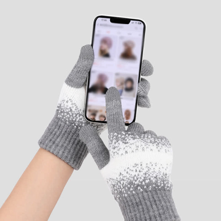 Two-Tone Gradient Color Speckled Patterned Knitted Gloves - image 2