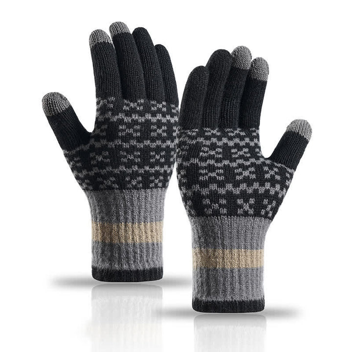 Chic Geometric Pattern Ethnic Style Knitted Gloves - Black - image 8