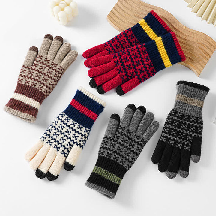 Chic Geometric Pattern Ethnic Style Knitted Gloves - image 1