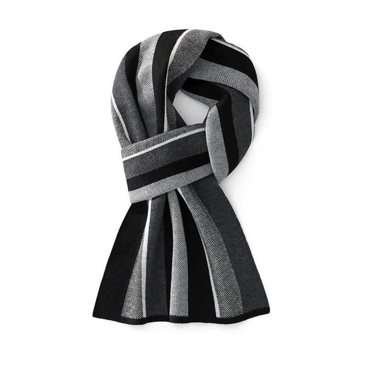 Men's Modern Professional Striped Business Scarf - Black - image 7