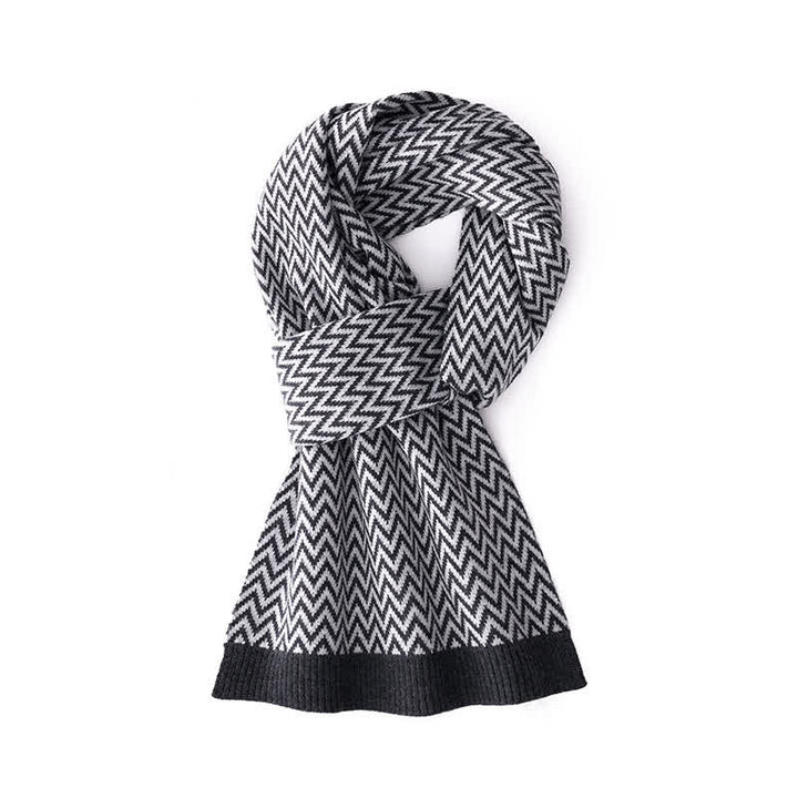 Men's Chevron Pattern Sleek Business Scarf - Black - image 2