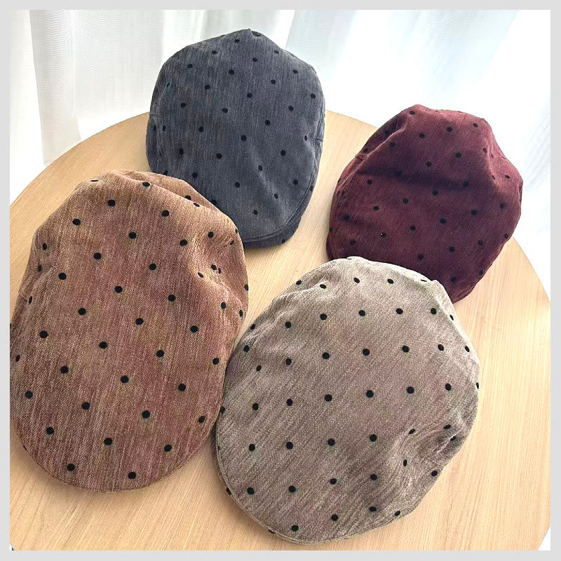 Unisex Retro Winter Polka Dot Beret Hat - image 2