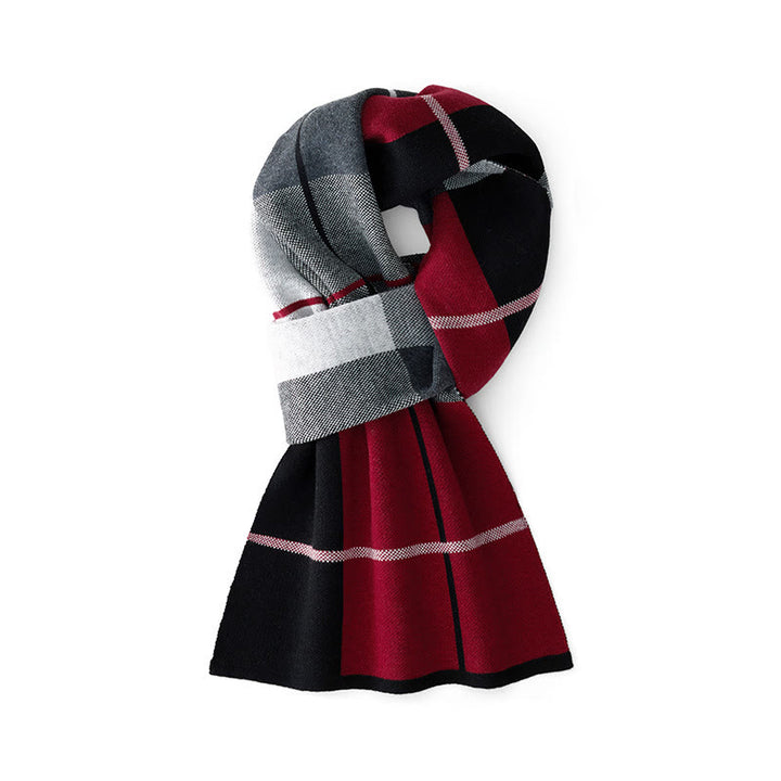 Men's Winter Keep Warm Color Blocked Knitted Scarf - Style #3 - image 2