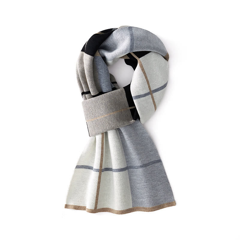 Men's Winter Keep Warm Color Blocked Knitted Scarf - Style #2 - image 1