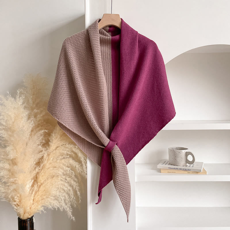 Elegant Women's Winter Double Colors Triangular Shawl Scarf - Pink Purple - image 0