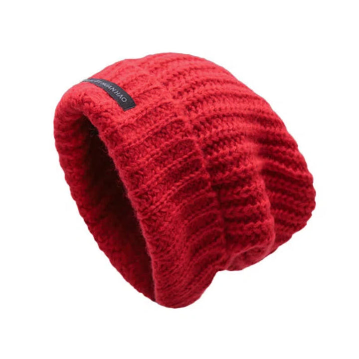Winter Keep Warm Solid Color Knitted Beanie Hat - Red - Adjustable (21 5/8"-22 7/8") - image 6