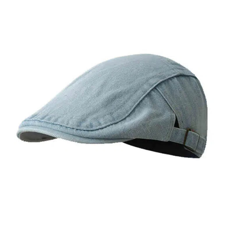 Classic Denim Adjustable Flat Cap Beret Cap - Light Blue - Adjustable (about 21 5/8"-23 1/4") - image 5