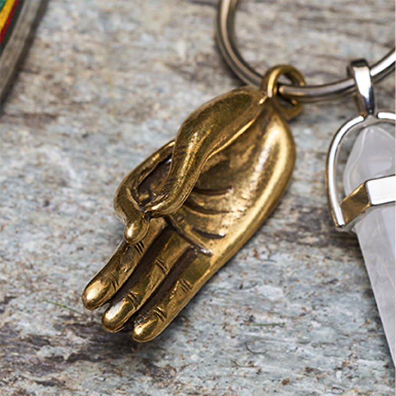 Colorful Handle Outdoor Folding Knife White Crystal Buddha Hand Necklace - image 7