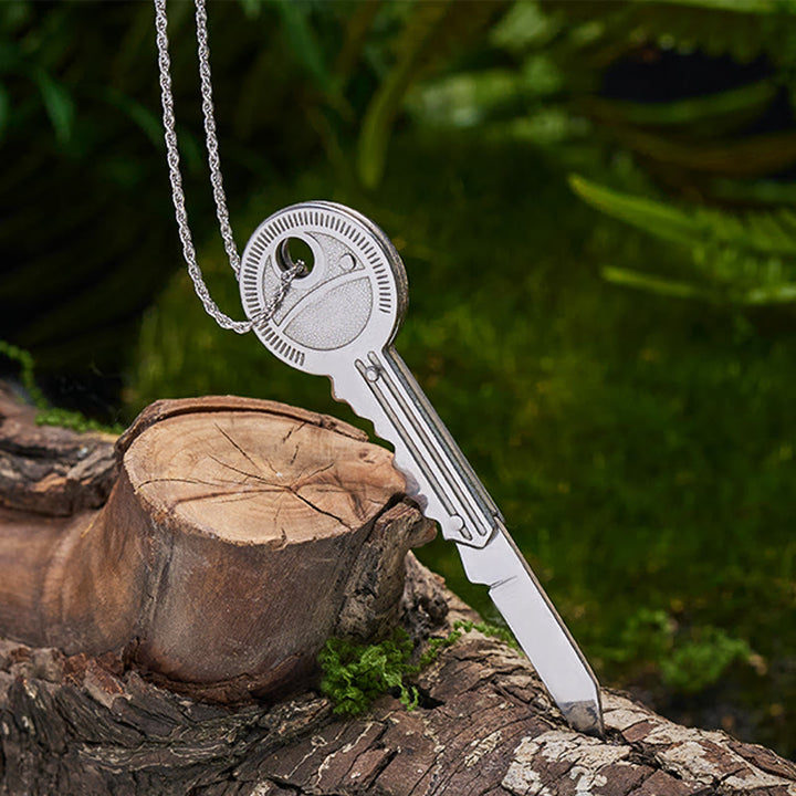 Practical Folding Knife Keychain Sliver Necklace - image 1