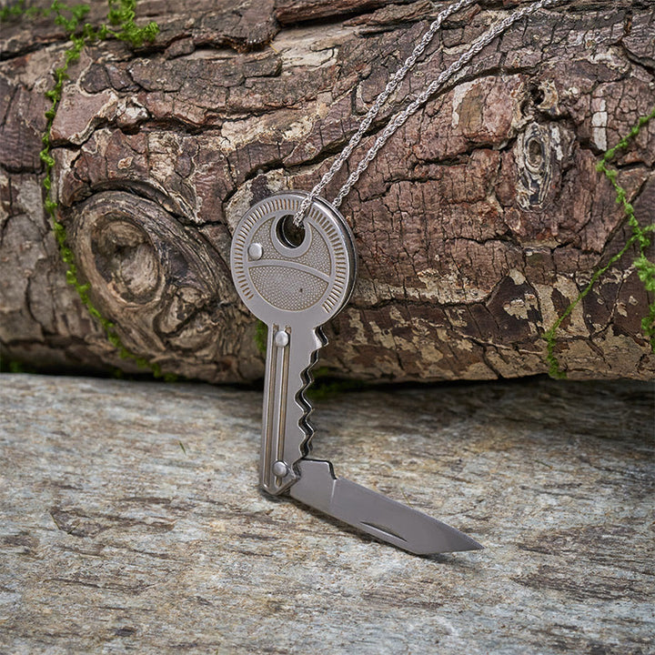 Practical Folding Knife Keychain Sliver Necklace - image 2