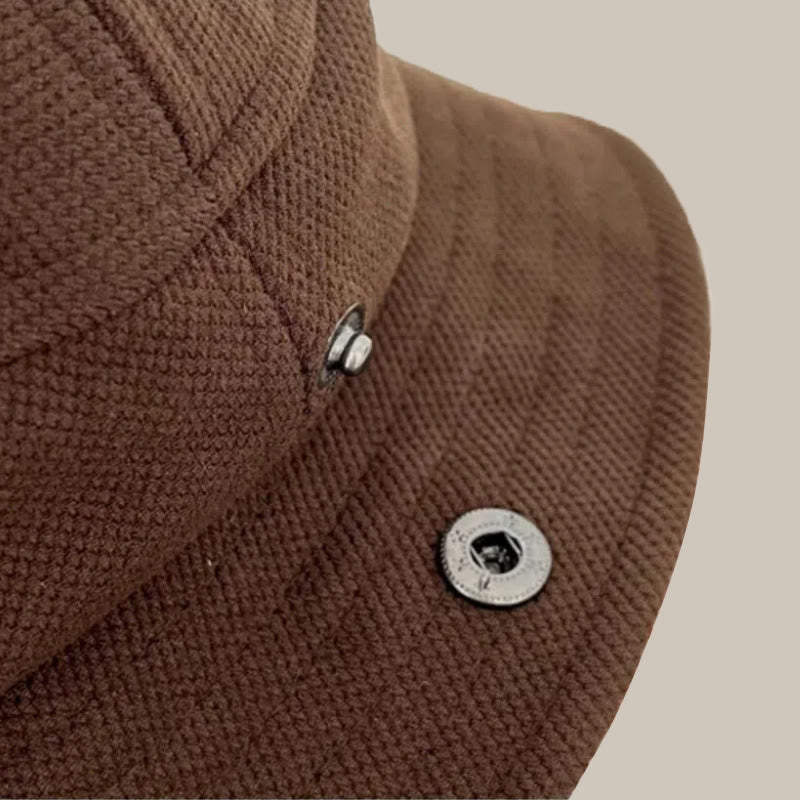 Keep Warm Brown Winter Flip Brim Fisherman Hat - image 3