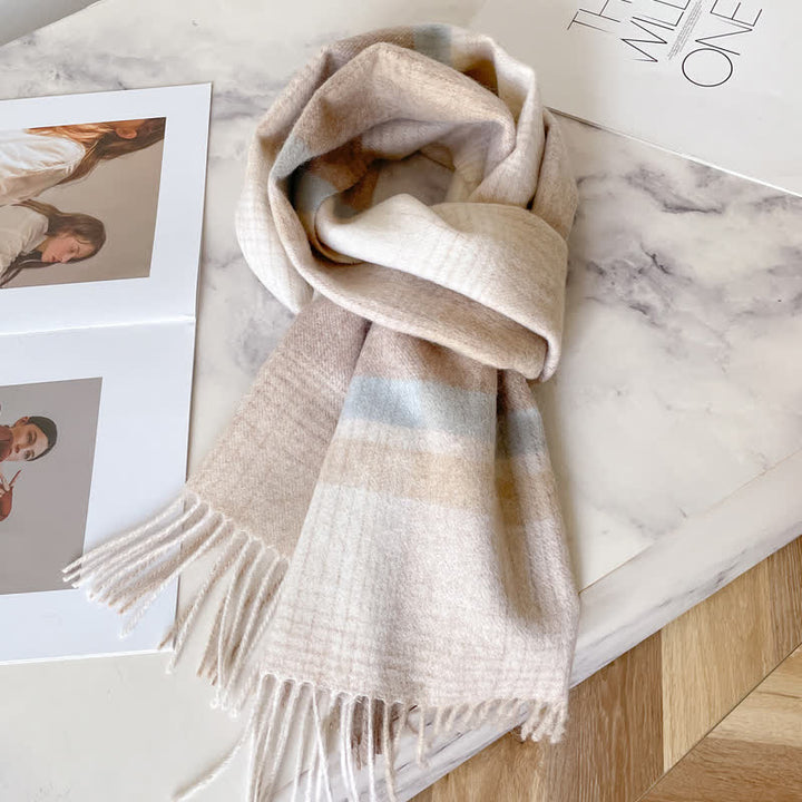 Unisex Check Pattern Warm Wool Scarf With Tassels - #34 - image 38