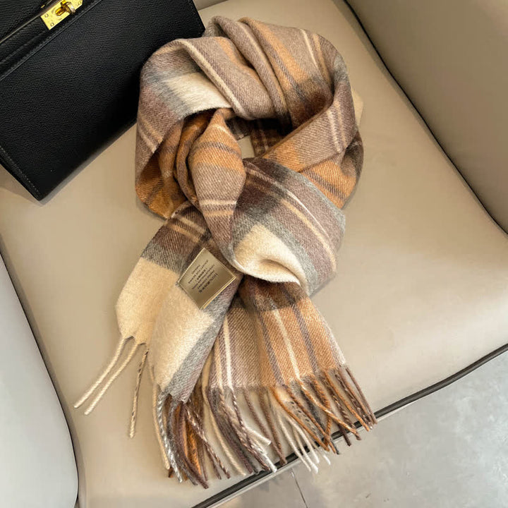 Unisex Check Pattern Warm Wool Scarf With Tassels - #15 - image 19
