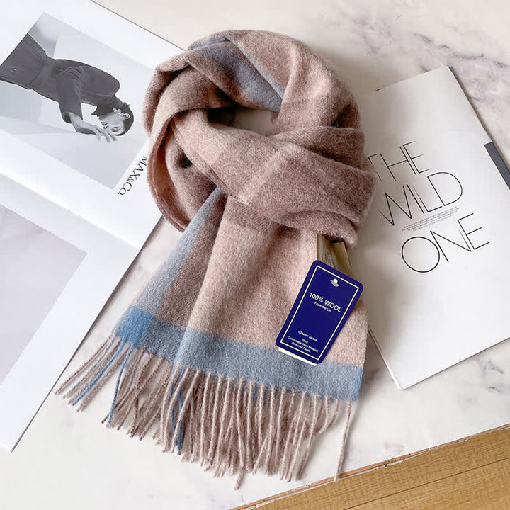 Unisex Check Pattern Warm Wool Scarf With Tassels - #63 - image 67