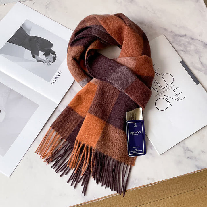 Unisex Check Pattern Warm Wool Scarf With Tassels - #61 - image 65