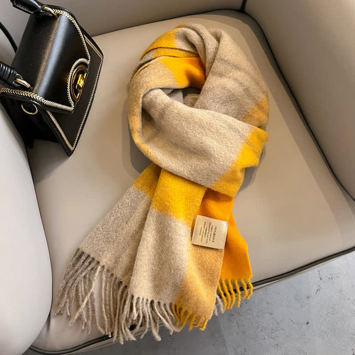 Unisex Check Pattern Warm Wool Scarf With Tassels - #26 - image 30