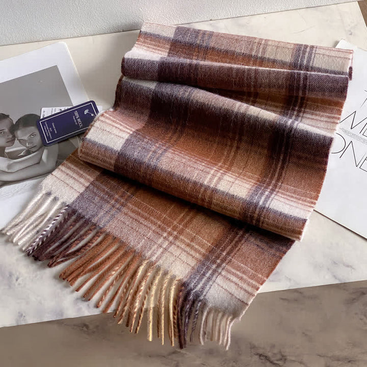 Unisex Check Pattern Warm Wool Scarf With Tassels - #54 - image 58