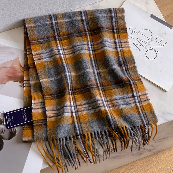 Unisex Check Pattern Warm Wool Scarf With Tassels - #52 - image 56