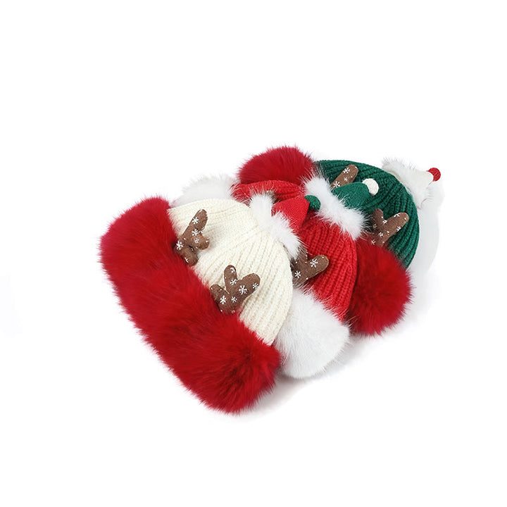 Women's Winter Christmas Antlers Keep Warm Plush Hat - image 4