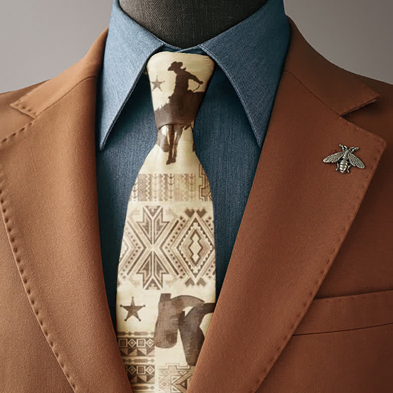 Men's Western Style Cowboy Horseback Printed Necktie - Necktie - image 0