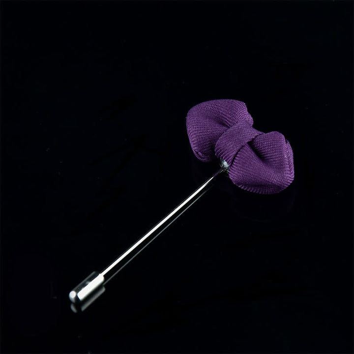 Men's Wedding Pointed Bow Tie Shape Cloth Lapel Pin - Purple - image 8