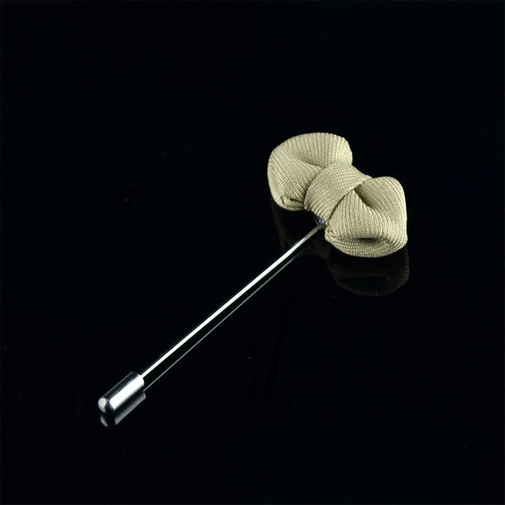 Men's Wedding Pointed Bow Tie Shape Cloth Lapel Pin - Khaki - image 17