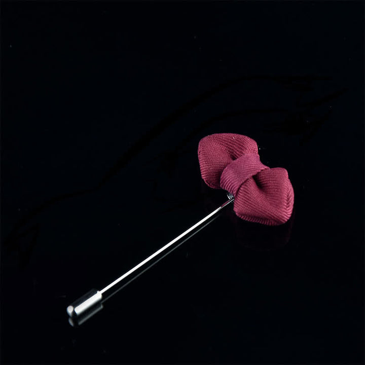 Men's Wedding Pointed Bow Tie Shape Cloth Lapel Pin - Wine Red - image 9