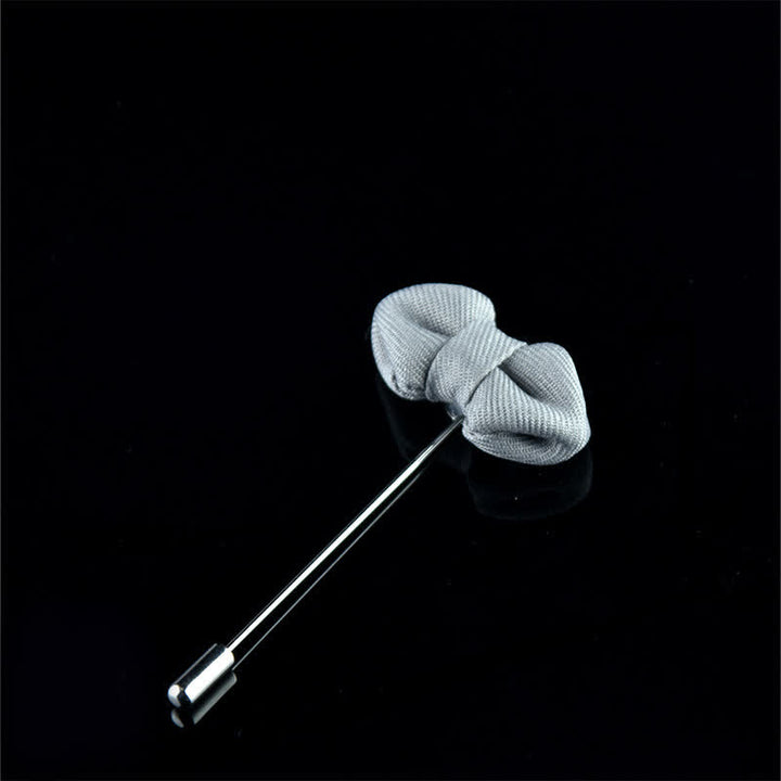 Men's Wedding Pointed Bow Tie Shape Cloth Lapel Pin - Light Gray - image 13