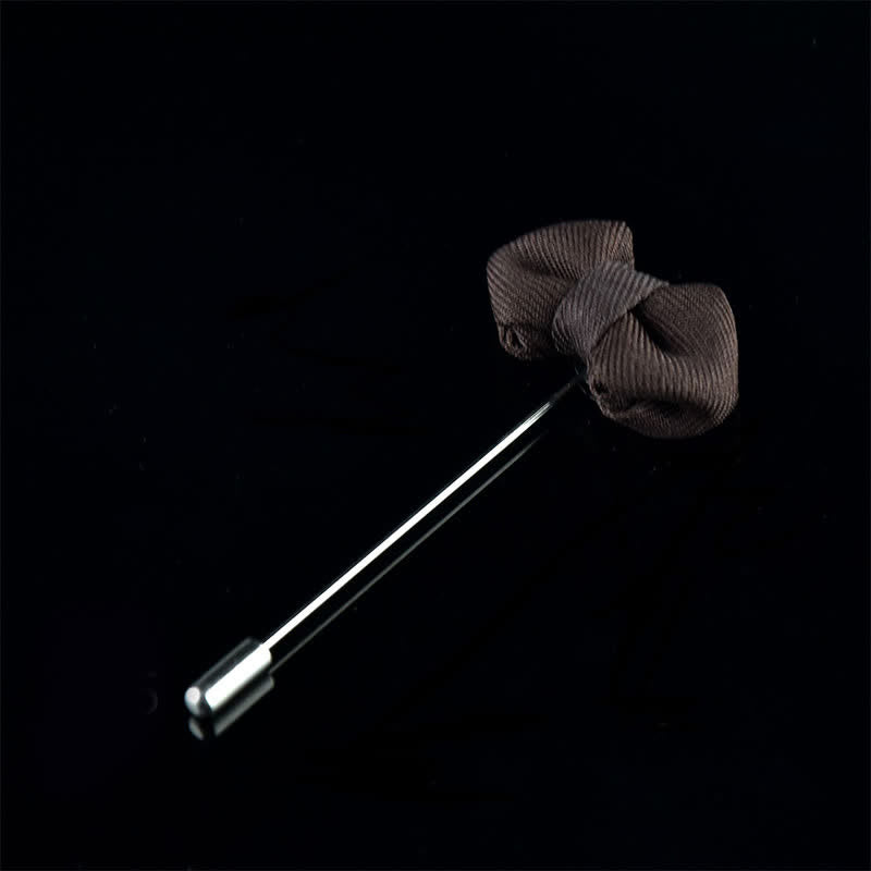 Men's Wedding Pointed Bow Tie Shape Cloth Lapel Pin - Coffee - image 11