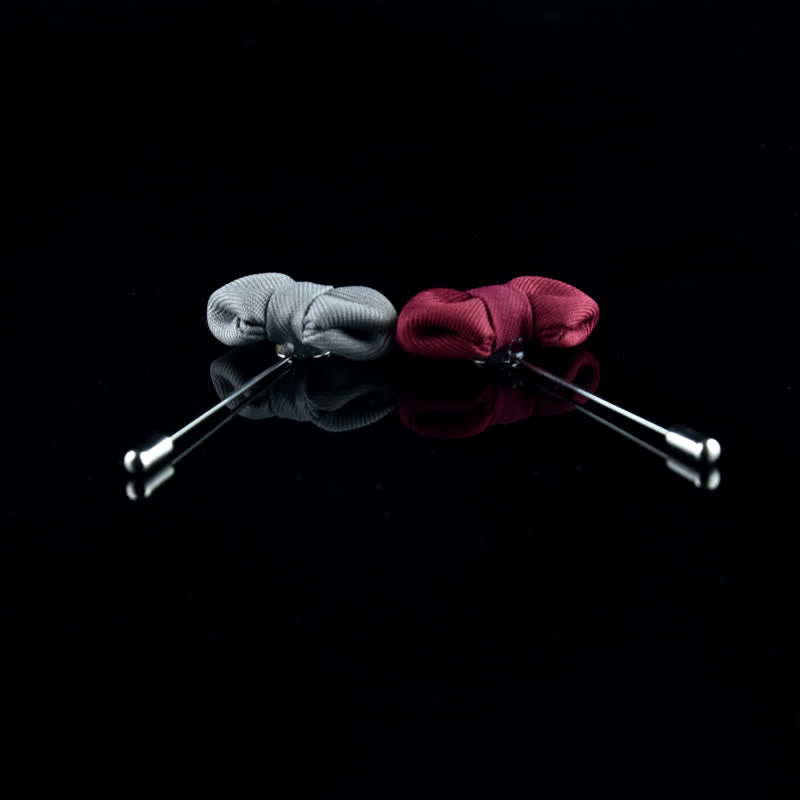 Men's Wedding Pointed Bow Tie Shape Cloth Lapel Pin - image 5