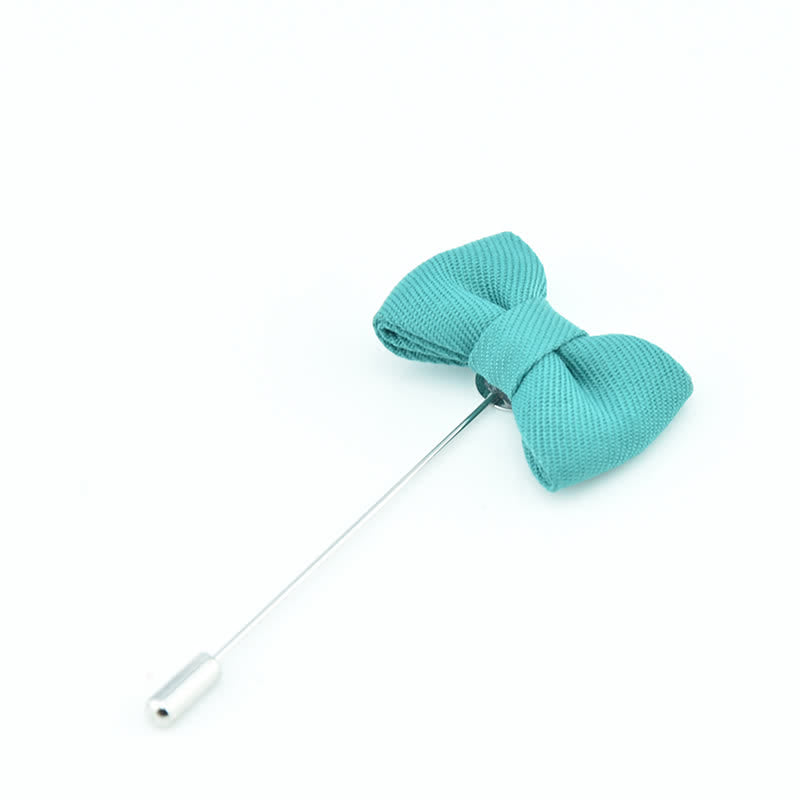 Men's Wedding Boutonniere Bow Tie Shape Cloth Lapel Pin - Cyan - image 7