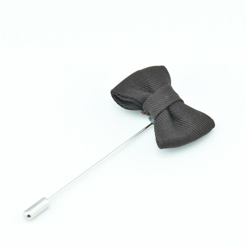 Men's Wedding Boutonniere Bow Tie Shape Cloth Lapel Pin - Coffee - image 15