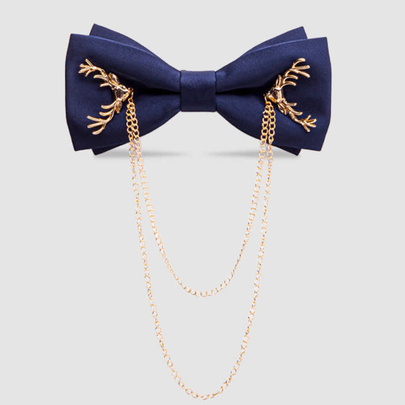 Gold Antler-Shaped Distinctive Formal Bow Tie With Chain - image 1