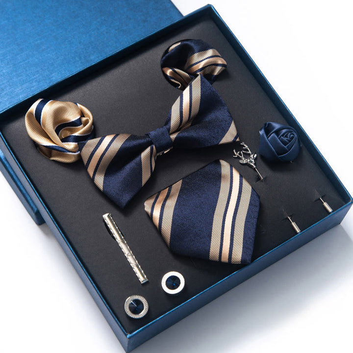 8Pcs Bow Tie Pocket Square Brooch Necktie Set - Style #5 - image 8