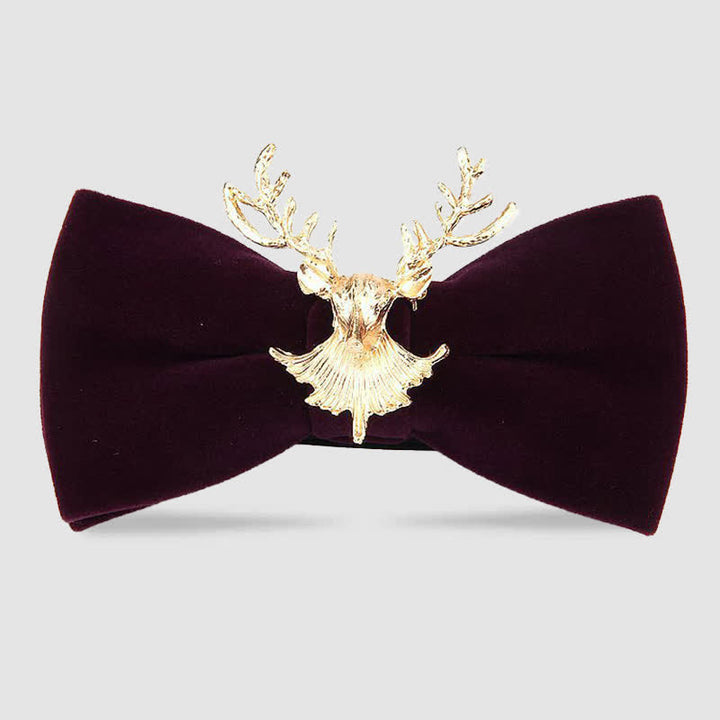 Deer Head Metal Decor Festive Holiday Bow Tie - Dark Purple - image 12