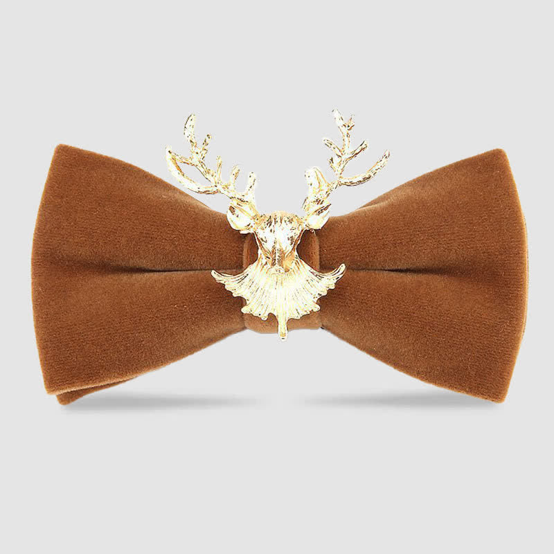 Deer Head Metal Decor Festive Holiday Bow Tie - Camel - image 13