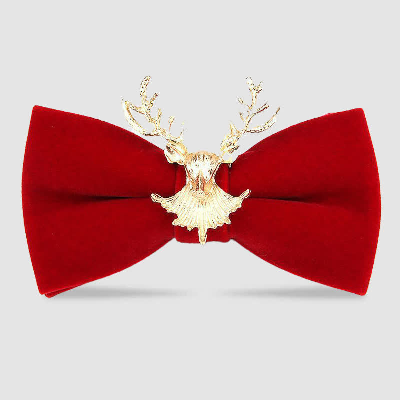 Deer Head Metal Decor Festive Holiday Bow Tie - Red - image 2