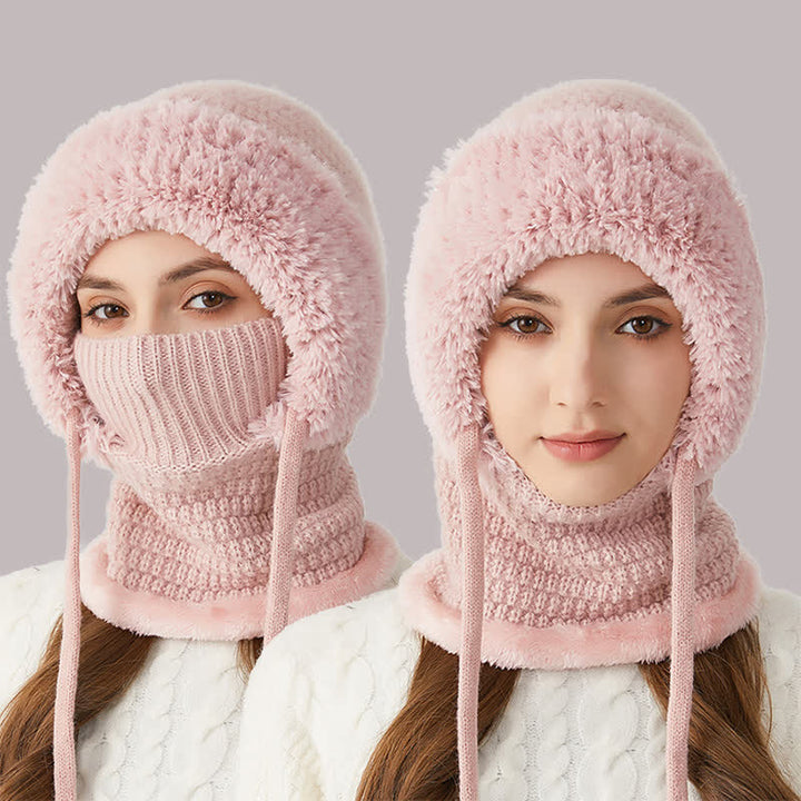 3 In 1 Plush Knitted Beanie Hat With Scarf And Mask - image 14